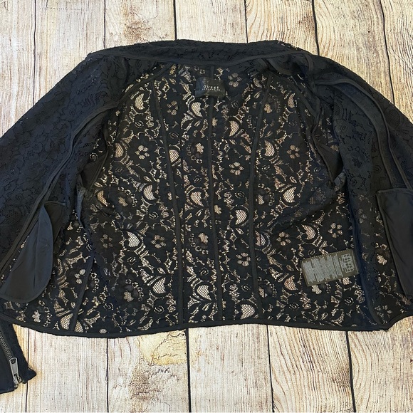 Guess Black Lace Cropped Blazer Small Moto Rave Party Streetwear Baddie 80s Zip - Picture 8 of 13
